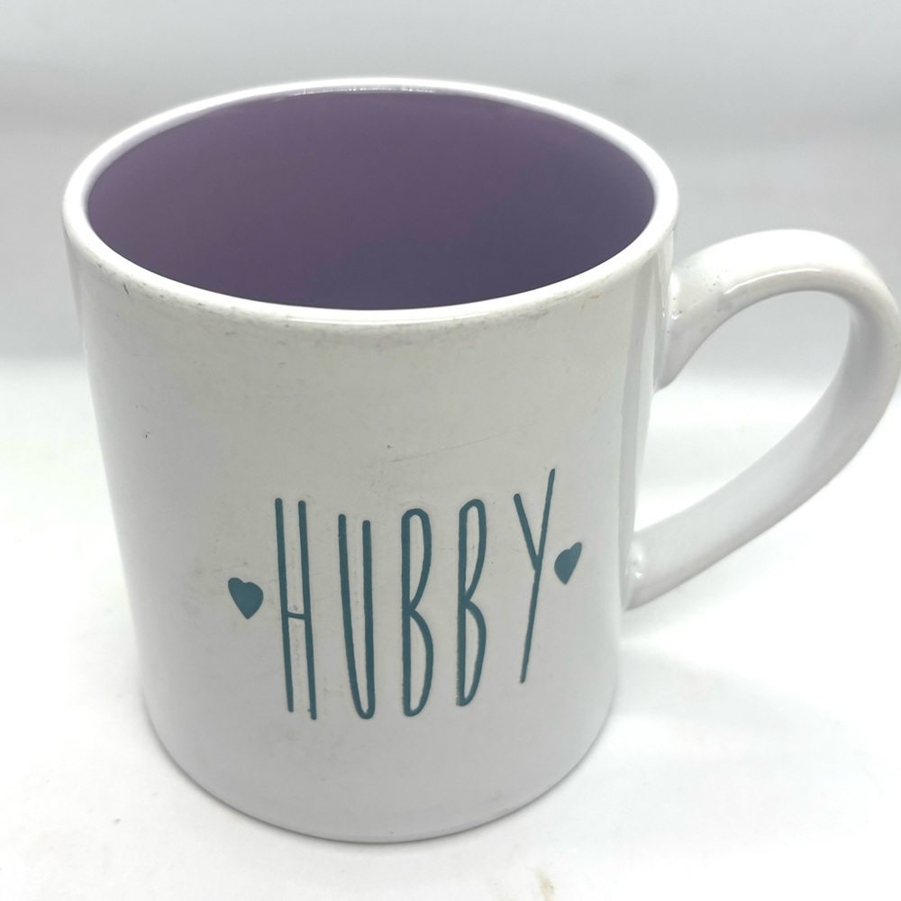 Charming White and Purple 'Hubby' Mug
